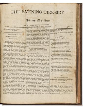 (LEWIS & CLARK.) Volume of The Evening Fire-Side including the first magazine printing of the first returning expedition letter.